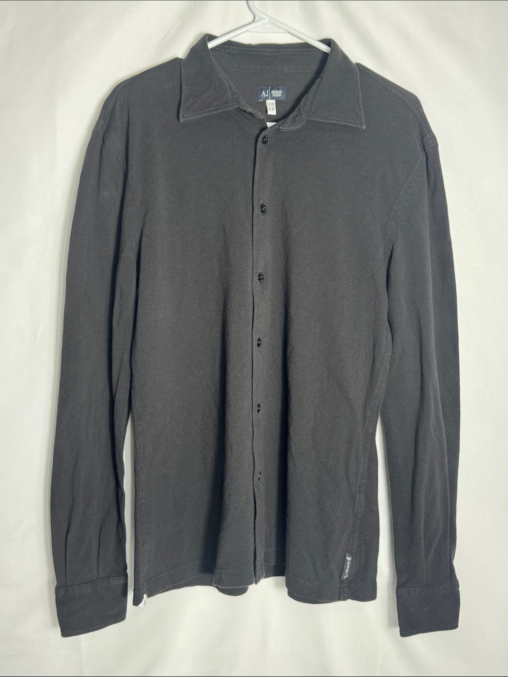 Armani Jeans Vintage Men's Black Button-Up Lightweight Shirt 2XL